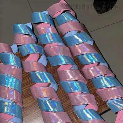 NEEDY GIRL STREAMER OVERDOSE Kangel Rain Cosplay Perücke Haar Pferdeschwanz Haarspange Glänzendes Band Rosa Blaues Haar Handgefertigte Requisite 1,2 M 1,8 M Image