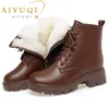Damen-Winterschuhe, Stiefel aus echtem Leder, 2025, neue natürliche Wolle, warme Damen-Schneestiefel, große Damenstiefel im britischen Stil