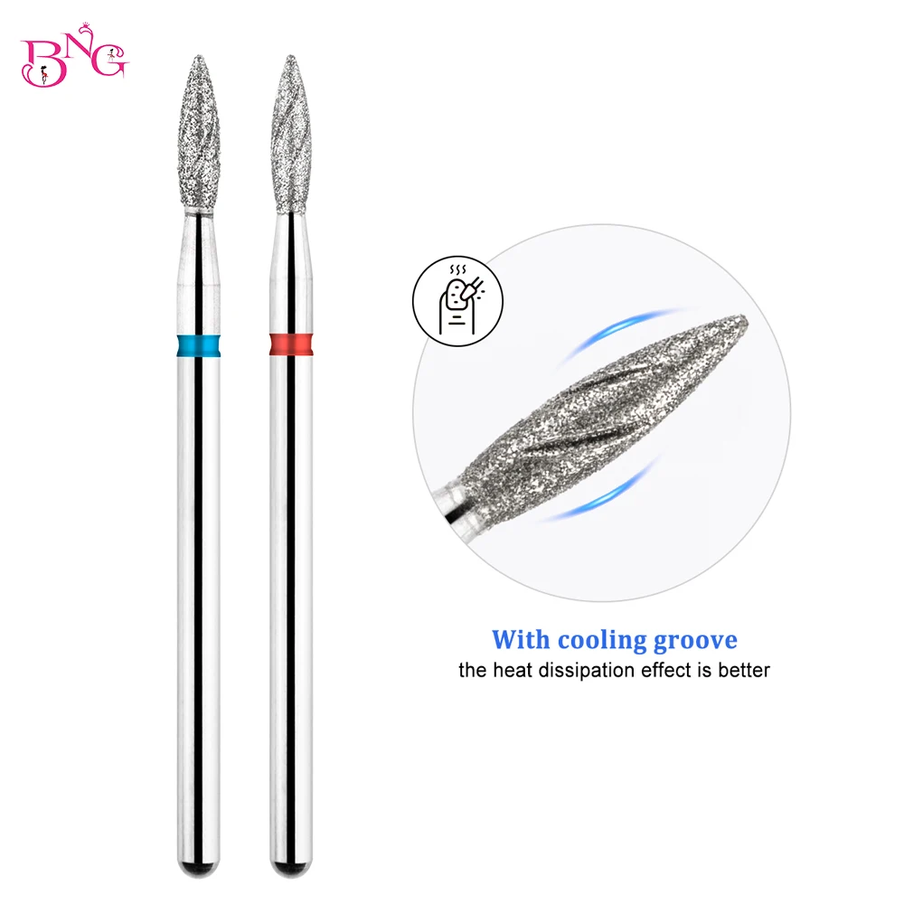 Bng 1pc russische Flammen form Diamant nagel bohrer zur Nagel haute ntfernung Maniküre Nagel bohrer Zubehör mit Kühl rillen Image
