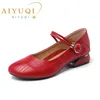 AIYUQI Damen-Mary-Jane-Schuhe aus echtem Leder, 2025, neue rote Frühlingsschuhe für Damen, große Größe 41 42 43 Damenschuhe