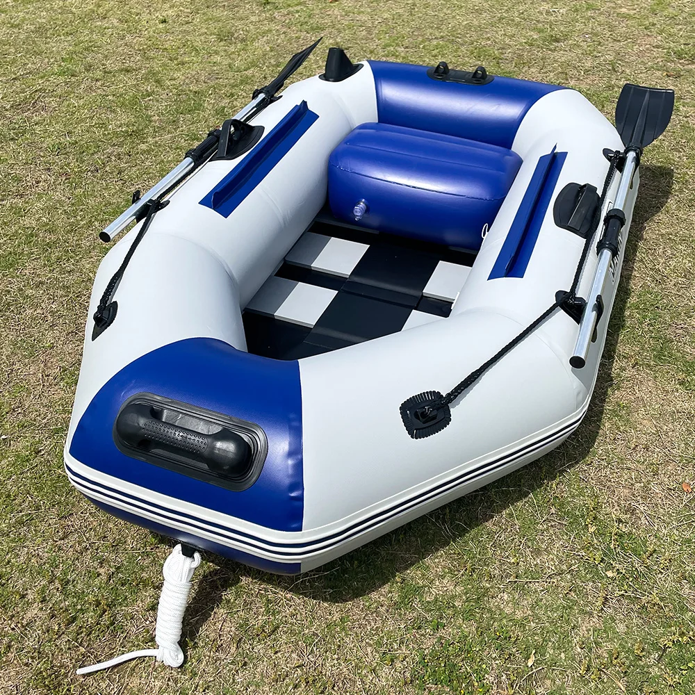 5,9 Fuß großes aufblasbares Kajak mit Paddelpumpe, aufblasbares Rudertuch aus PVC mit Holzboden, Driften, Rafting, Surfen Image
