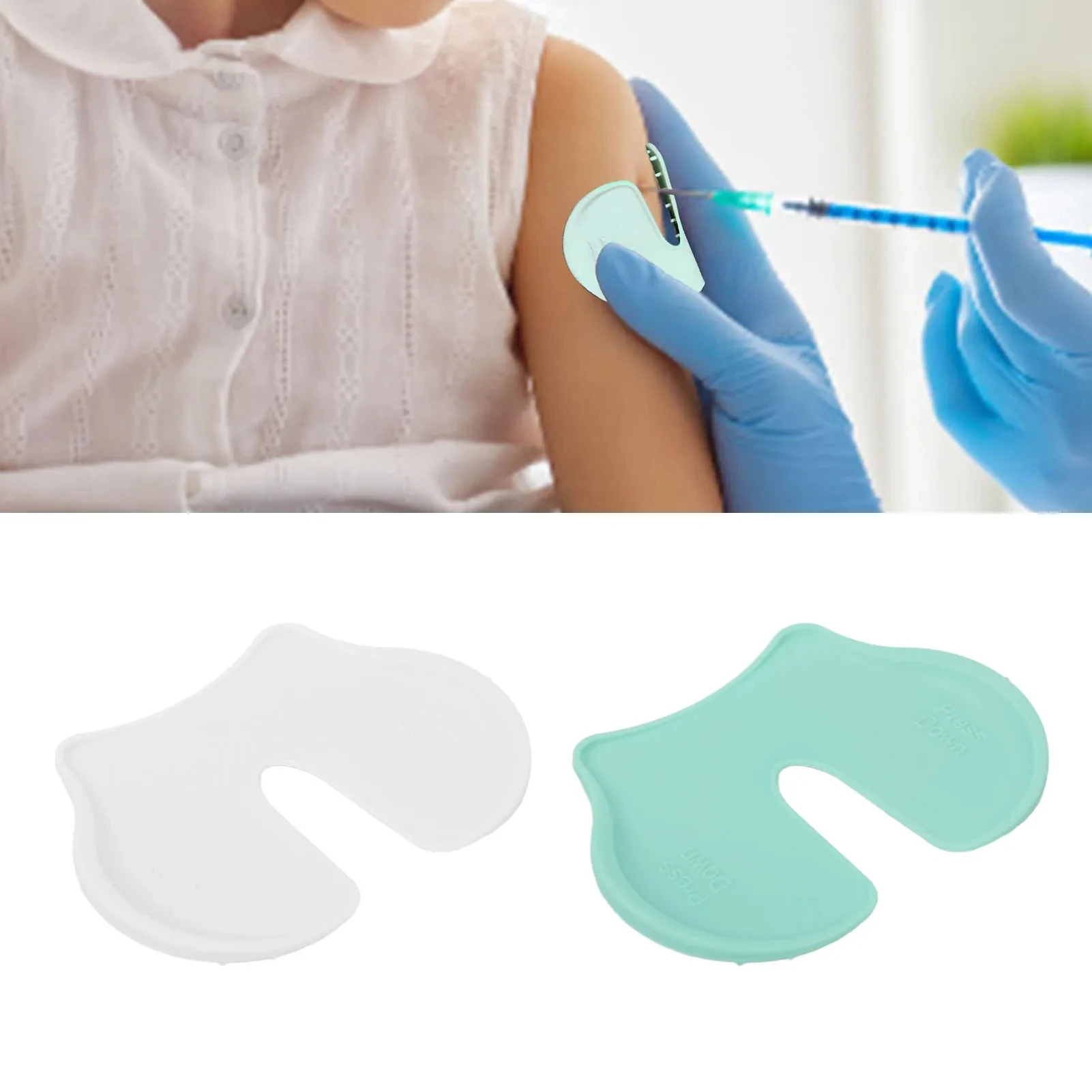 4 Stück Box Shot Schmerz reduzierer Shot Assist Pad wieder verwendbare Kunststoff Immunisierung Schießen unterstützen Kinder Erwachsene blockiert Schmerz linderung Image