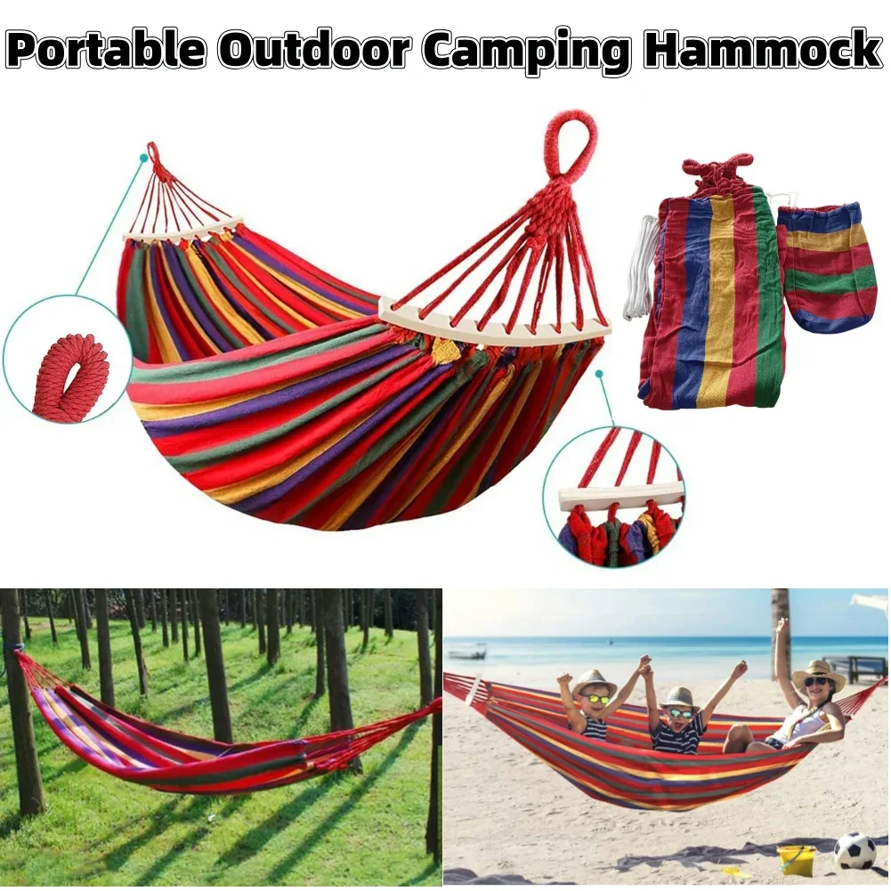 Einzelne breite dicke Leinwand Hängematte Outdoor Camping Back packing Freizeit Schaukel tragbare hängende Bett Schlafs chaukel Hängematte