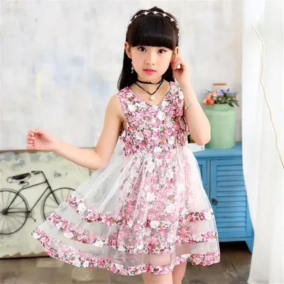 Mädchen Kleider neue Mode Mesh Sommerkleid Kinder kleider Mädchen 3 4 5 6 7 8 9 10 11 12 Jahre alte Image