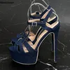 Ahhlsion Neue Mode Frauen Sommer Sandalen T-strap Sexy Stiletto Heels Offene spitze Ziemlich Blau Party Schuhe Damen UNS größe 5-20
