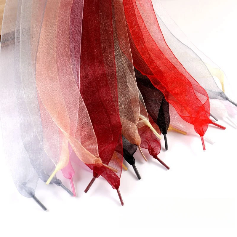 4 cm breitere flache Seidenschnürsenkel, modische Chiffon-Garn-Schnürsenkel, Sneakers, Seilschnürsenkel für Schuhe, 100/120/140/160 cm, Schuhzubehör Image