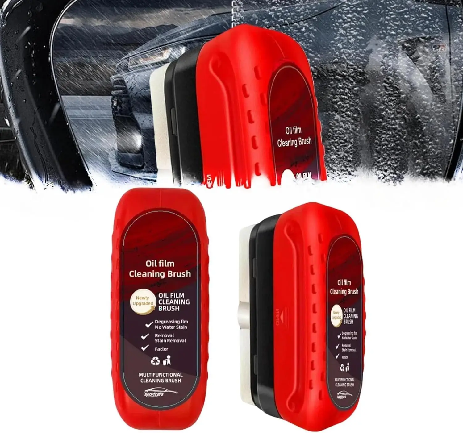 Autoglas Ölfilm entferner Autoglas Ölfilm Abwischen Autoglas Schwamm Reinigungs bürste Wasser flecken Flecken tfernung Ölfilm reiniger Image