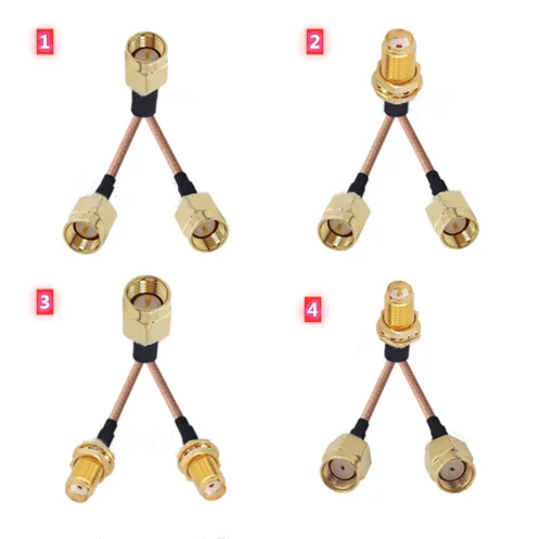 RP SMA/SMA auf 2X SMA Männlich Weiblich Eins in zwei Y Typ Splitter Combiner WIFI Antenne Verlängerung Kabel RG316 RF Coax Pigtail Jumper Image