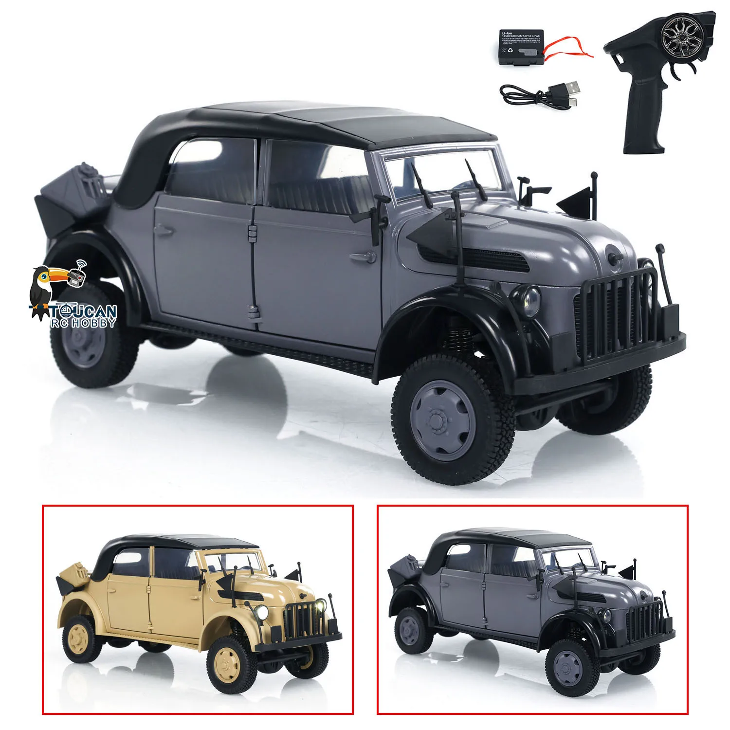 HG 1/18 RC Geländewagen 4x4 Fernbedienung Befehlsfahrzeug 2,4G Modell mit Raucheinheit Licht Sound RC Spielzeug Geschenk TH23880