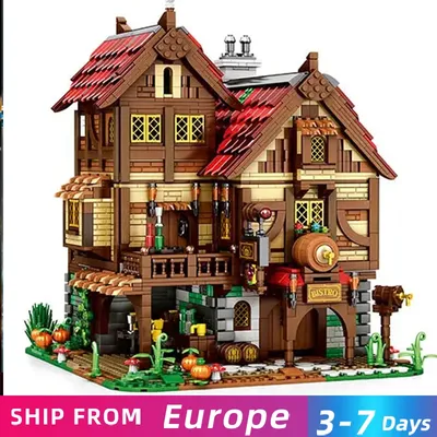 3114PCS Medieval Taverne Bausteine Europäischen Street View Architektur MOC Modell Ziegel Desktop Dekoration Kinder DIY Spielzeug Geschenke Image