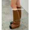 Spleißen runde Zehen kniehohe Reitstiefel Frauen Mode Bogen Dekor Plattform Stiefel Damen edel cool girly weit fit schicke Schuhe