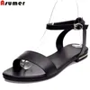 Asumer Plus größe 34-43 neue hohe qualität aus echtem leder sandalen frauen schuhe damen einfarbig