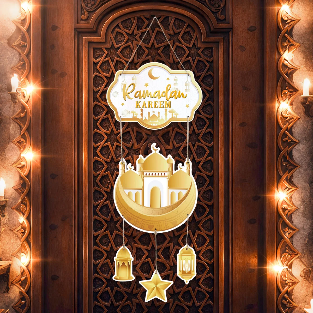 Ramadan-Dekoration, Türbehang, EID Mubarak-Dekor, 2026, Papier-Hängeschild, Ramadan Kareem, islamische muslimische Party, Eid Al Adha-Geschenke Image
