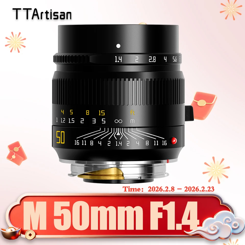 TTArtisan M 50mm F1.4 ASPH. Vollformatige große Blende für spiegellose Kameraobjektiv-Porträtfotografie mit Leica M-Mount M8 M9 Image