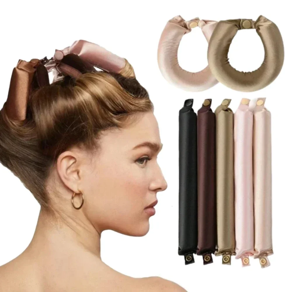Heatless Curling Rod Stirnband Satin Lockenwickler Keine Hitze Lockenwickler Lazy Curls Weiche Lockenwickler Schlafen Flexi Rods Styling-Tools Image