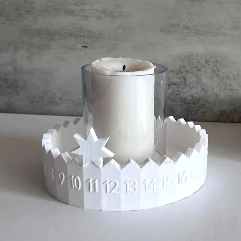 Adventskalender Silikonform Sternkalender Box Formen Runder Kerzenhalter Weihnachten Countdown Kalender Beton Zementform Image