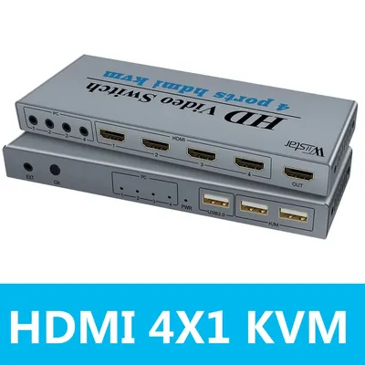 4 Port Kvm-switch 4K USB KVM Switcher 4 in 1 Heraus Heißer USB für Maus Tastatur für Win7 win10 für Image