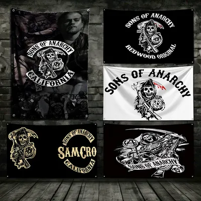 3x5 ft Flagge Söhne der Anarchie Polyester Digitaldruck Banner für Garage Wand kunst im Freien Dekoration mit Messing Ösen Image