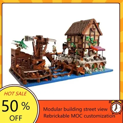 8994pcs kunden spezifische moc mittelalter liche Piraten karibik Werft Modellbau steine Technologie Image