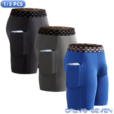Herren schnell trocknende Unterhose lange Beine u konvexe Beutel Boxer mit Seiten taschen Sport Image