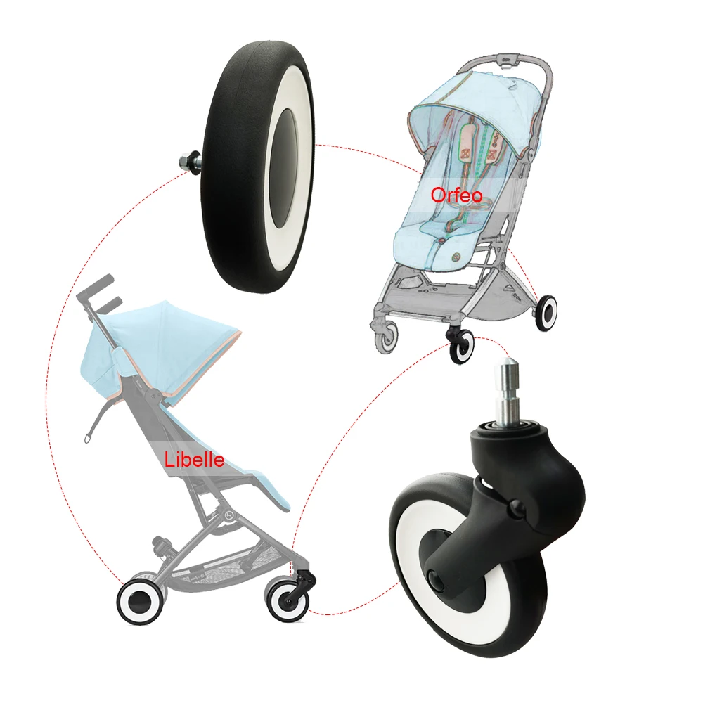 Buggy Rad für Cybex Libelle Orfeo Serie Kinderwagen Vorder-oder Hinterrad mit Reifen lager achse Kinderwagen DIY Teile Image