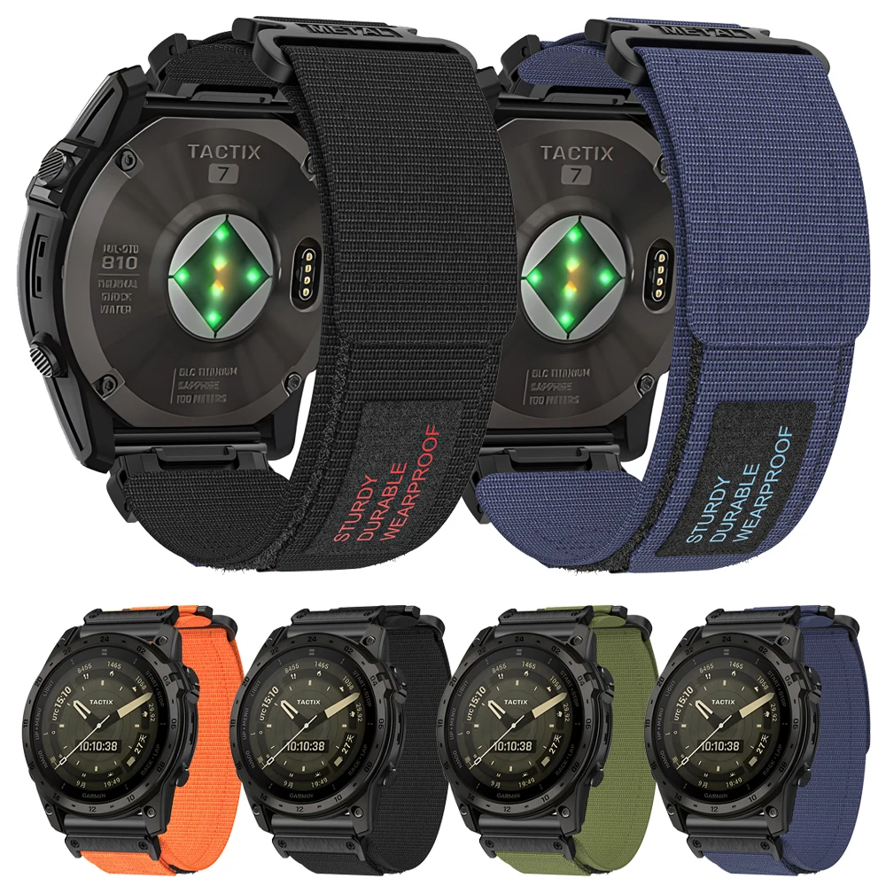 26/22 mm einfach zu montiertes Armband für Garmin Fenix 7X 7 Pro Solar/6X 6 Sapphire/5 5X Plus/3 3HR/Tactix Band Armbänder Nylon-Uhrenarmband Image