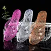 Glitter Sandalen Schuhe Frauen Transparent Gelee Hausschuhe Weibliche Strand Rutschen Für Damen schuhe und Sandalen Size42 Weiß Orange Rot