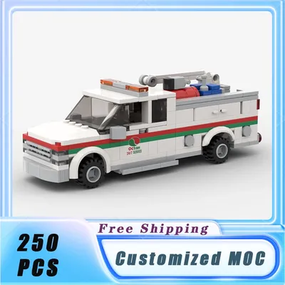 Klassische Stadt fahrzeuge Moc Service LKW Bausteine Modell Ziegel Sets montieren Display Image
