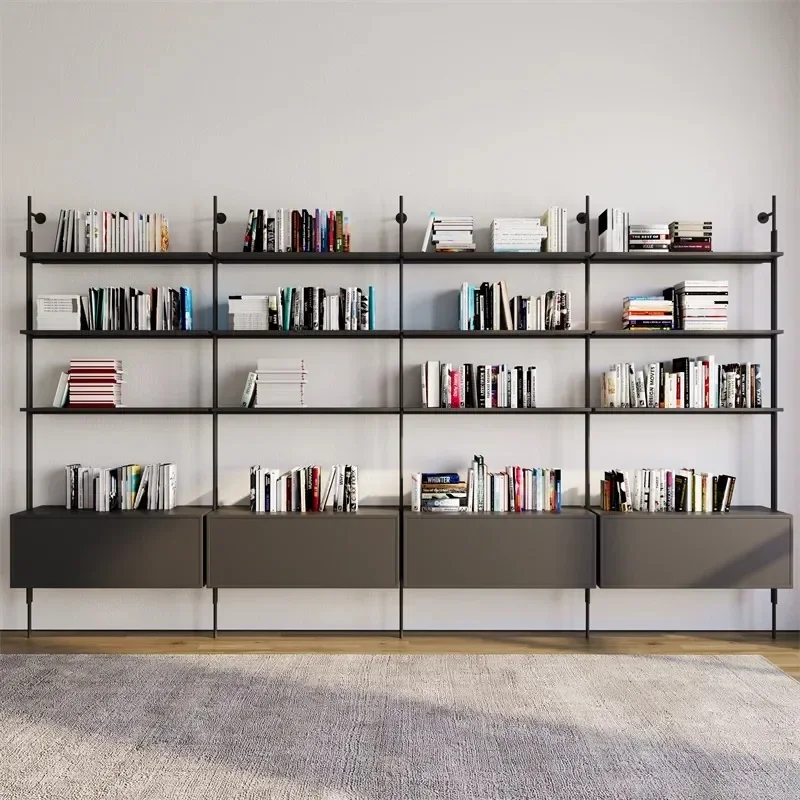Italienisches schmiede eisernes Bücherregal Boden trennwand Bücherregal minimalist isches Bücherregal Wohnzimmer Vollwand Display Rack mehr schichtig Image