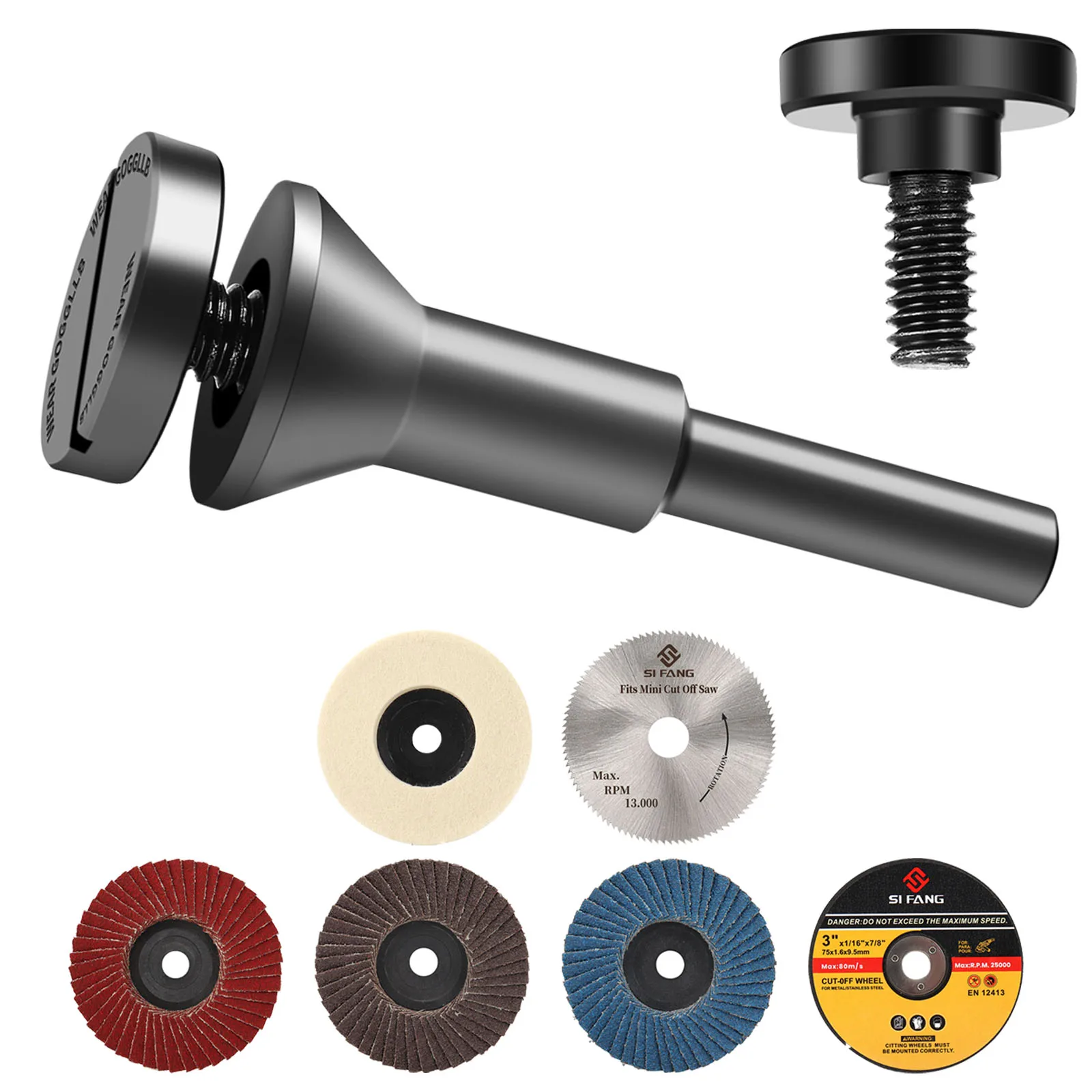 SIFANG Montagedorn für Trennscheiben, 6 mm, 10 mm Loch-Trennscheibe, Schleifscheibe, Sägeblatt für Stabschleifer, Drehwerkzeug Image