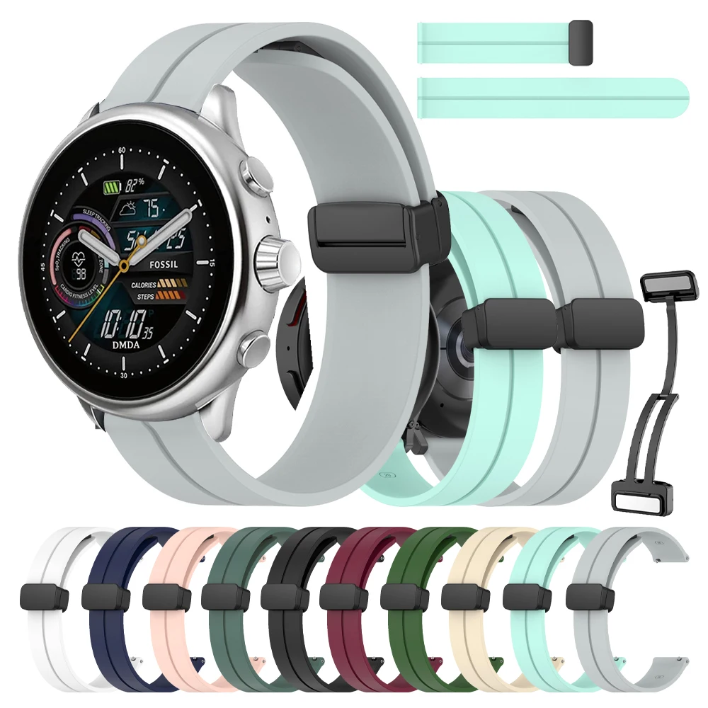 20 22 mm Silikonarmband für Fossil Band GEN 6 5 5E 44 mm GEN 5 LTE 45 mm Armband für Huawei Watch GT 3 2 42 mm Magnetschnallenband Image