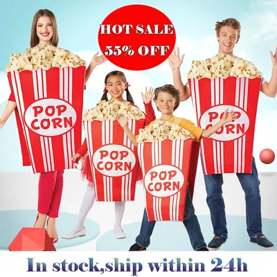 3D Lustige Popcorn Kostüme Für Erwachsene Karneval Party Essen Cosplay Halloween Gruppe Phantasie Kleid Erwachsene Frauen Bühne Outfit DN4287-1 Image