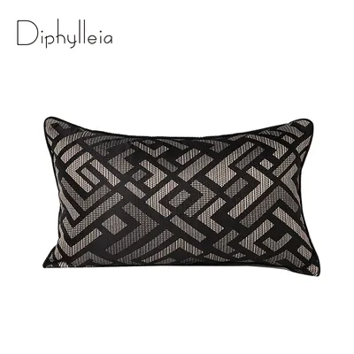 Diphylleia Uptown Schwarz Und Braun Luxus Lenden Kissen Abdeckung Moderne Unregelmäßige Geometrie Image