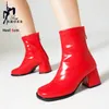 Dicke High Heel Stiefeletten Frühling Herbst Damenschuhe elegante Frauen Winter warm halten kurze Stiefeletten Größe 43 44 45 46