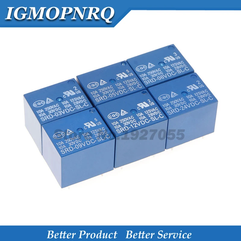 5pcs Relais SRD-03 05 09 06 24 12vdc-sl-c 5pins 3v 5v 9v 6v 24v 12v neu Image