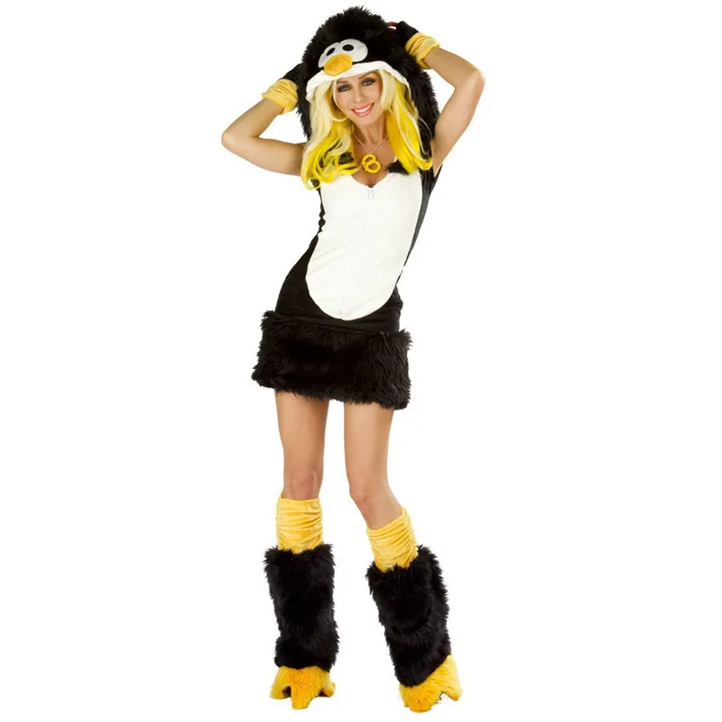 Schöne erwachsene Halloween Tier Cosplay Kostüm Deluxe schwarze Pinguin Kostüme für Frauen Maskerade Party Kostüm Outfit Image