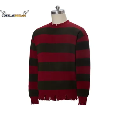 Schreckliches Cosplay-Kostüm, Pullover, rot gestrickt, gestreift, Outfits, Halloween-Cosplay-Kostüme Image