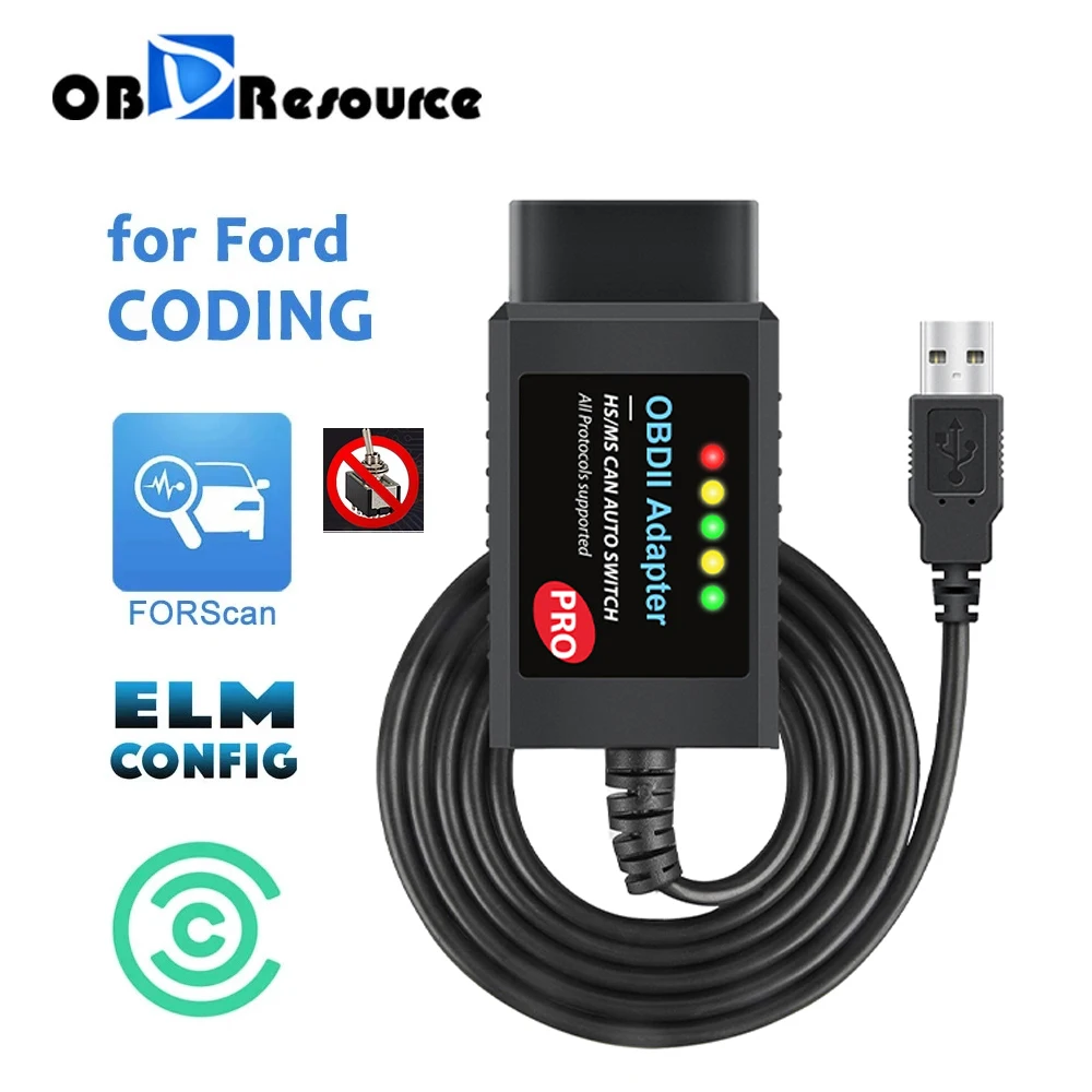 Elm327 v 1,5 usb hs MS-CAN scanner diagnose tool obd2 adapter für ford mazda funktions programmierung auto diagnose tool Image