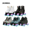 Zweireihige Rollschuhe Outdoor-Skating-Schuhe Flash 4-Rad-Turnschuhe Erwachsene Damen Herren Rollschuh-Schuhe Größe 37 38 39-45