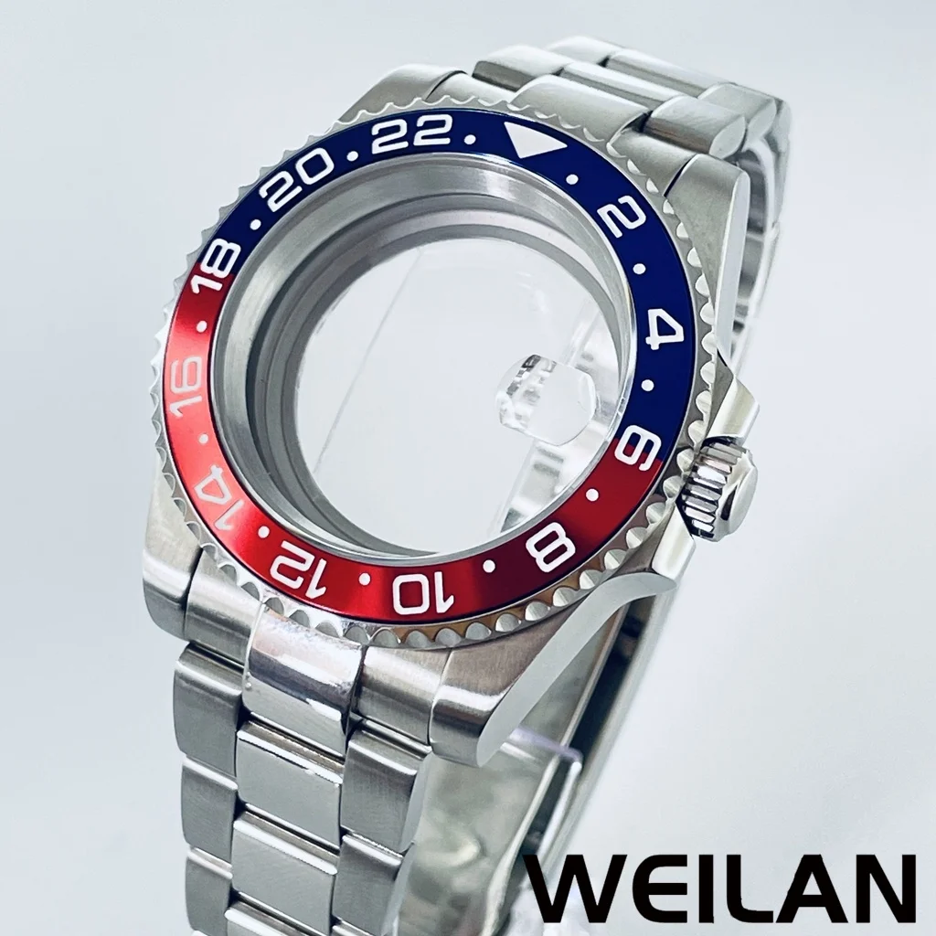 40mm Fit NH34 NH35 NH36 NH38 NH39 NH70 ETA2824 PT5000 Uhrwerk Silber Uhrengehäuse SUB GMT Aluminium Lünette Saphir Image