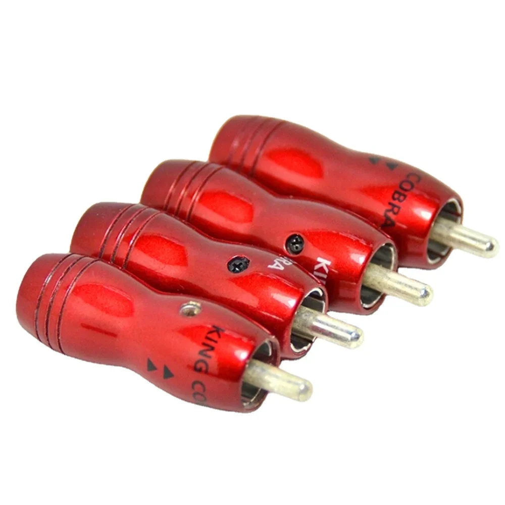 4 Stücke King Cobra RCA Stecker Silber Überzogene Rot Kupfer HiFi Audio Adapter Signal Linie Stecker 8mm Image