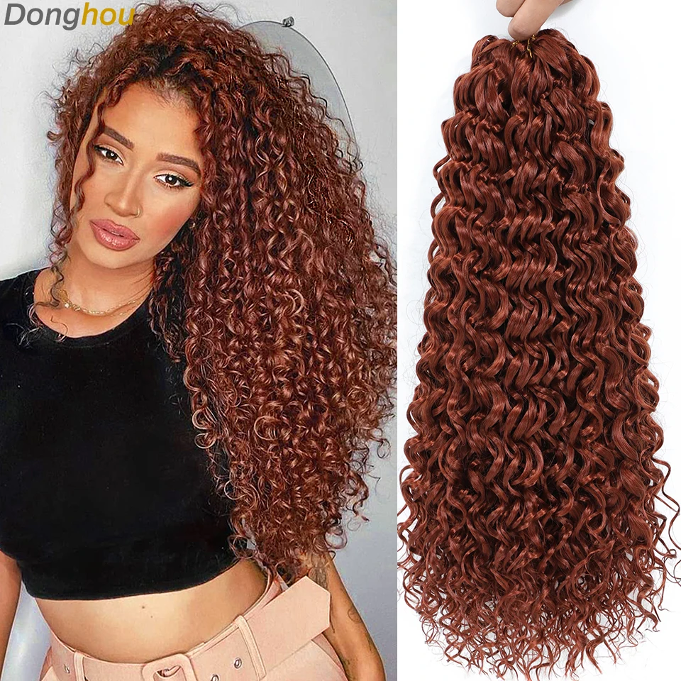 14 18 Zoll GoGo Curl Häkelhaar für schwarze Frauen Wasserwelle Häkelhaar Kupferrot Böhmisches lockiges Häkelhaar Strand Curl Braid Image