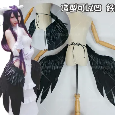 Anime Overlord Albedo Flügel Cosplay Kostüm Flügel Requisiten für Halloween Party Cosplay Kostüme Requisiten Flügel und Kopf bedeckung Image