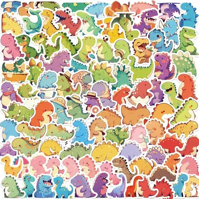 100 Stück süße Mini-Dinosaurier-Tiere, Cartoon-Graffiti-Aufkleber, DIY, Telefon, Laptop, Notebook, Koffer, wasserdichte Aufkleber, Kinderspielzeug Image