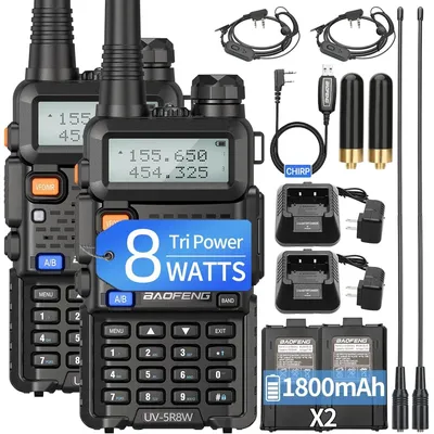 1/2/4 PCS Baofeng UV-5R 8W Walkie Talkie Ham Radio Dual Band VHF UHF Portable FM Amateur 1800mAh