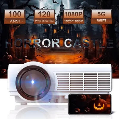 Halloween Portable Projector Full HD 1080P 5G WiFi BT5.0 Auto Focus Video Movie Home Theater Beamer