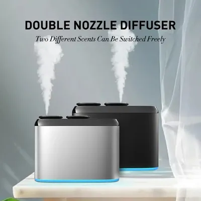 NAMSTE Dual Nozzle Aroma Diffuser Smart Timer Electric Perfume Oil Diffuser Aluminum Scent Nebulizer Diffuser Air Humidifier