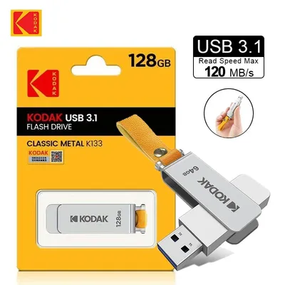 Kodak USB3.1 Metal Flash Drive 64GB 128GB 256GB High Speed Memory Stick Rotating USB Stick For PC