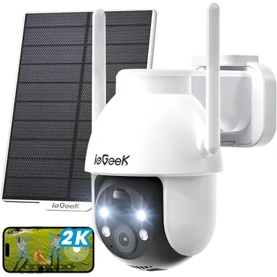 ieGeek Wireless Outdoor WiFi Surveillance Camera - 2K Outdoor Wireless Solar Camera 360° PTZ Camera