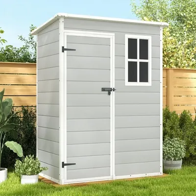 5x3 FT Resin Outdoor Storage Shed-Perfect to Store Patio Furniture, Garden Tools Bike Accessories,